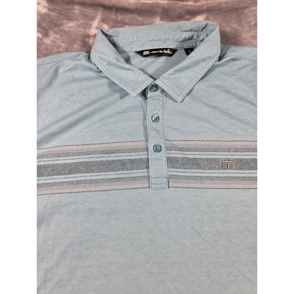 Travis Mathew Polo Shirt Men's 2XL/Aqua Blue/Short Sleeve/Pima Cotton Blend